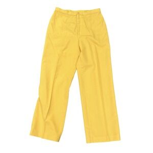 Vtg 70s Levis Womens 16  Knit Wide Leg Flared Chino Pants Yellow USA